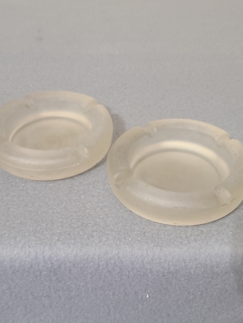 Set of Two 4-inch Round Frosted Glass Ashtrays